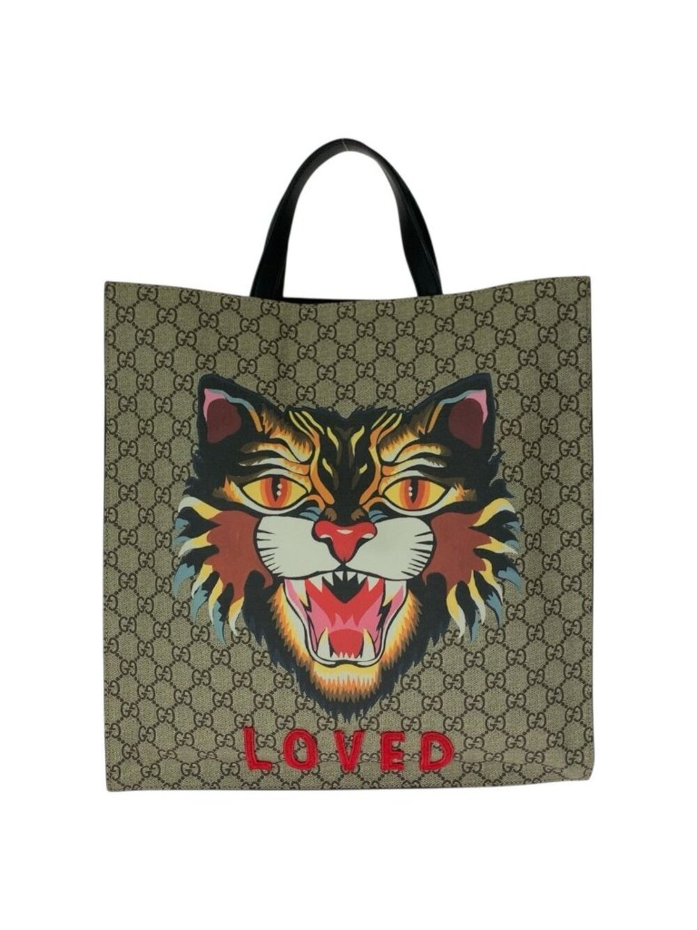 Gucci Angry Cat Beige Multicolor GG Supreme Canvas Leather